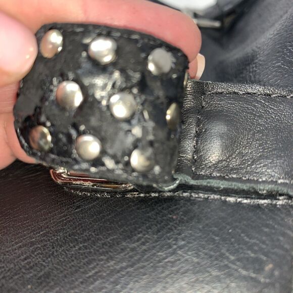 Carmim Women's Biker Moto Boots Black Leather Studded Buckle Strap Ankle Boots - Picture 8 of 14